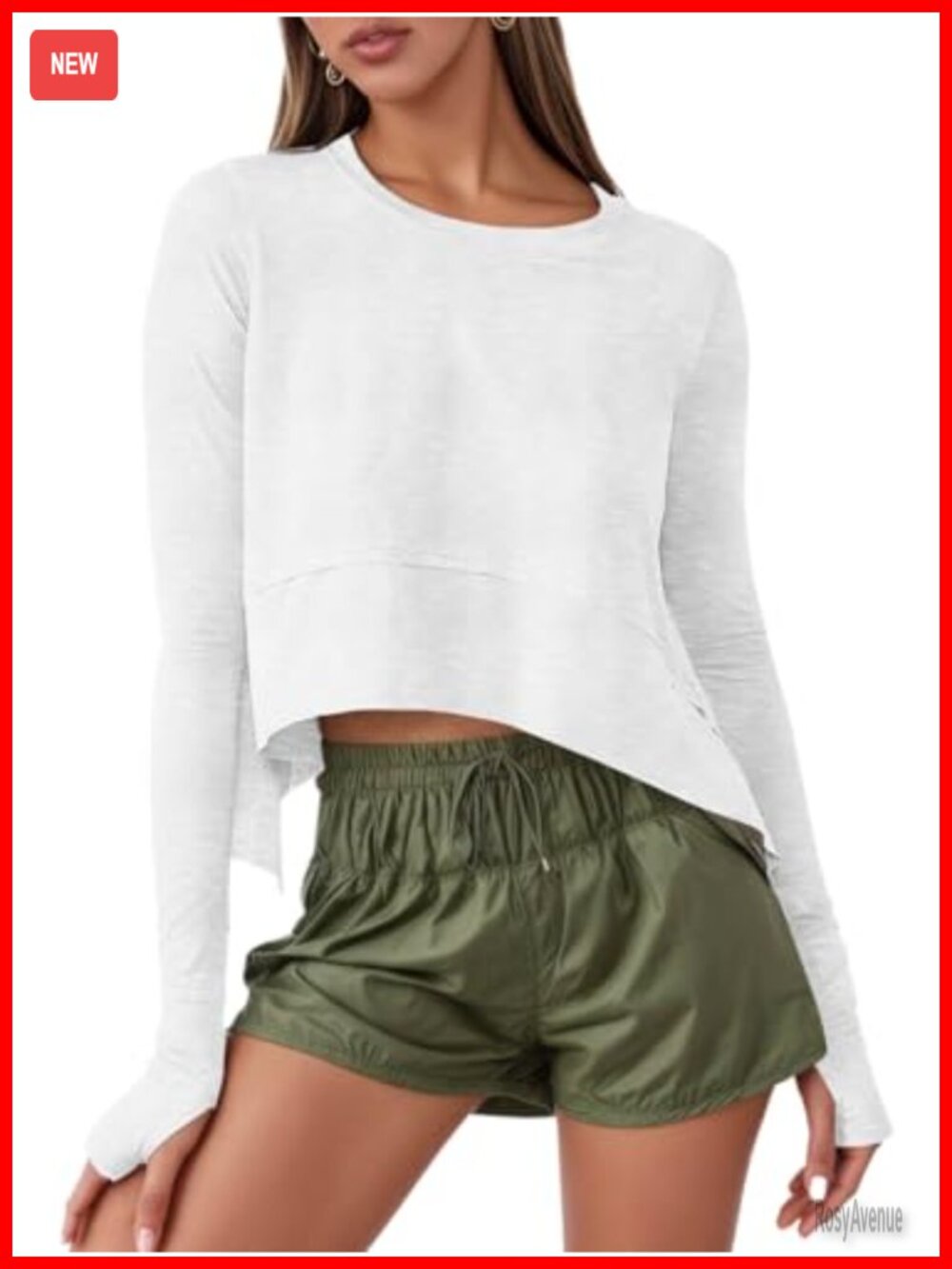 Womens Long Sleeve Cropped Workout Top Athletic Shirt